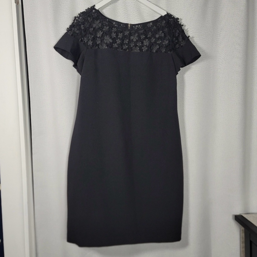 Karl Lagerfeld Black Floral Appliqué Embellished Dress